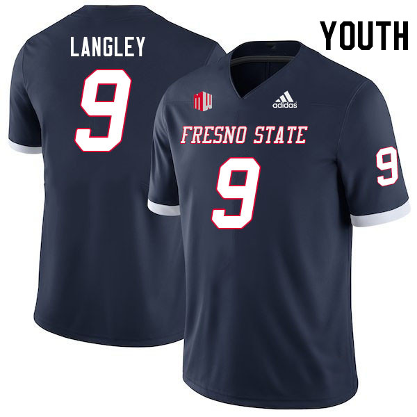 Youth #9 Malachi Langley Fresno State Bulldogs College Football Jerseys Stitched Sale-Navy